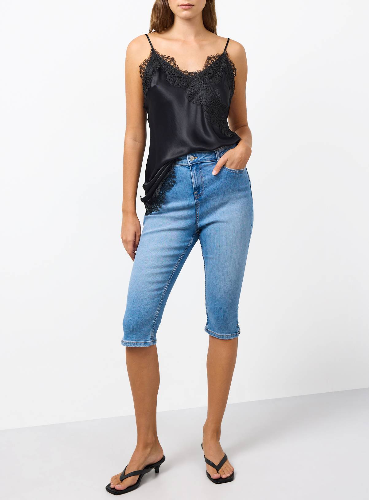 Mid Denim High Rise Capris 8 - Image 1